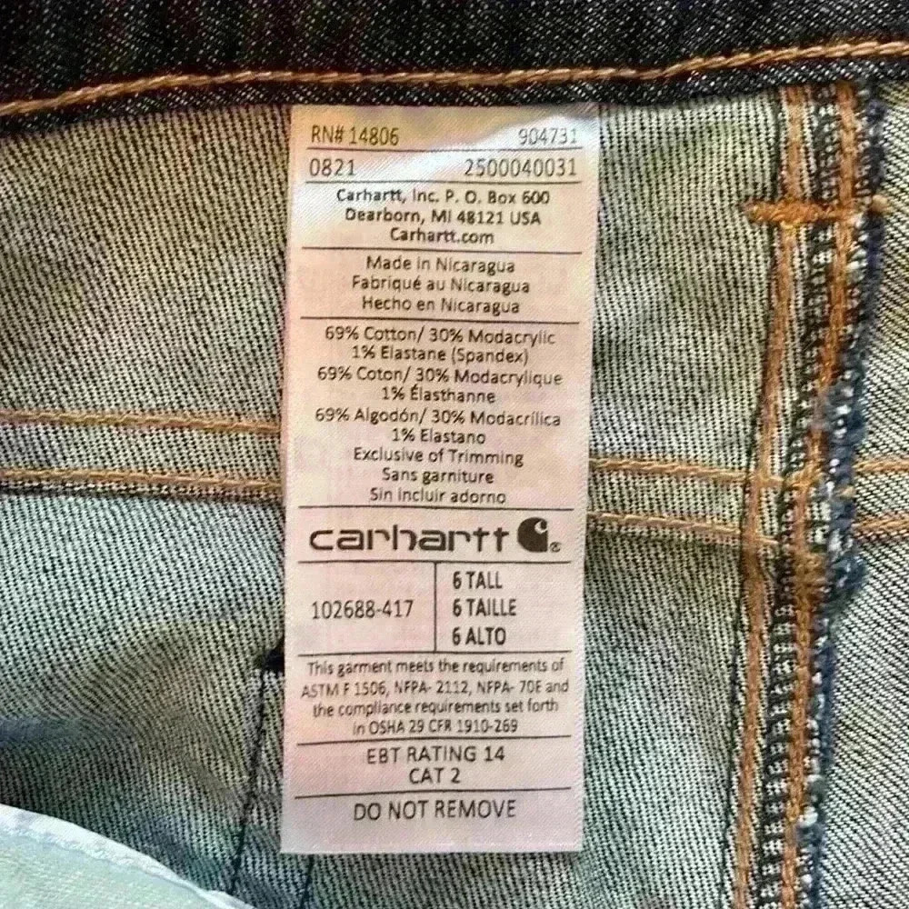Carhartt Flame Resistant Rugged Flex Jean Original Fit Women’s Size 6 Tall NWT - Picture 10 of 12